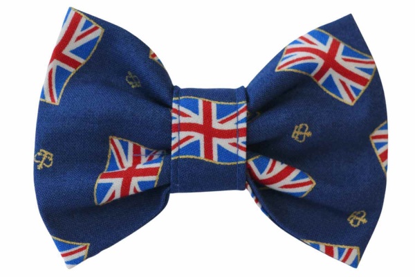 Coronation Flags Dog Bow Tie (Royal Blue)