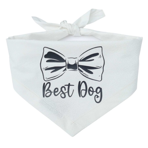 Best Dog Printed Wedding bandana (Ivory)