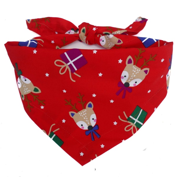 Christmas Deer Dog Bandana (Red)