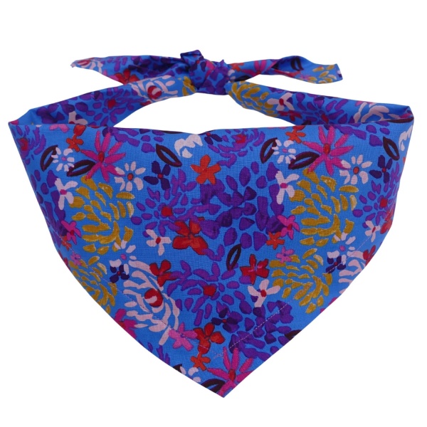 Funky Floral Dog Bandana (Blue)