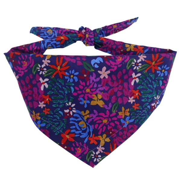 Funky Floral Dog Bandana ( Navy Blue)