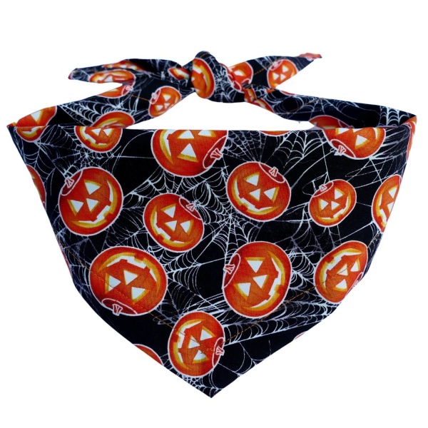 Glow In The Dark Jack-O-Lantern Halloween Dog Bandana