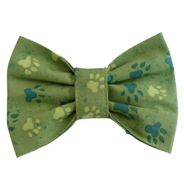 Green Puppy Paws Dog Bow Tie