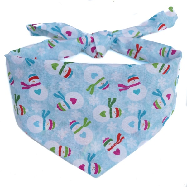 Jolly Snowman Christmas Dog Bandana (Ice Aqua)