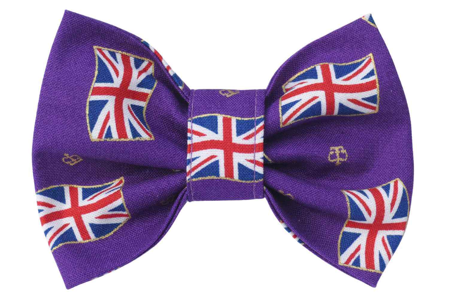 Coronation Flags dog bow tie (Regal Purple)