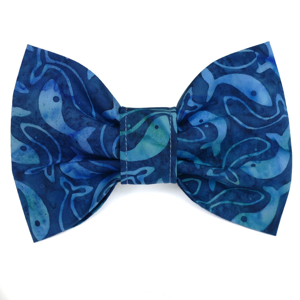 Blue Fish Batik Dog Bow Tie
