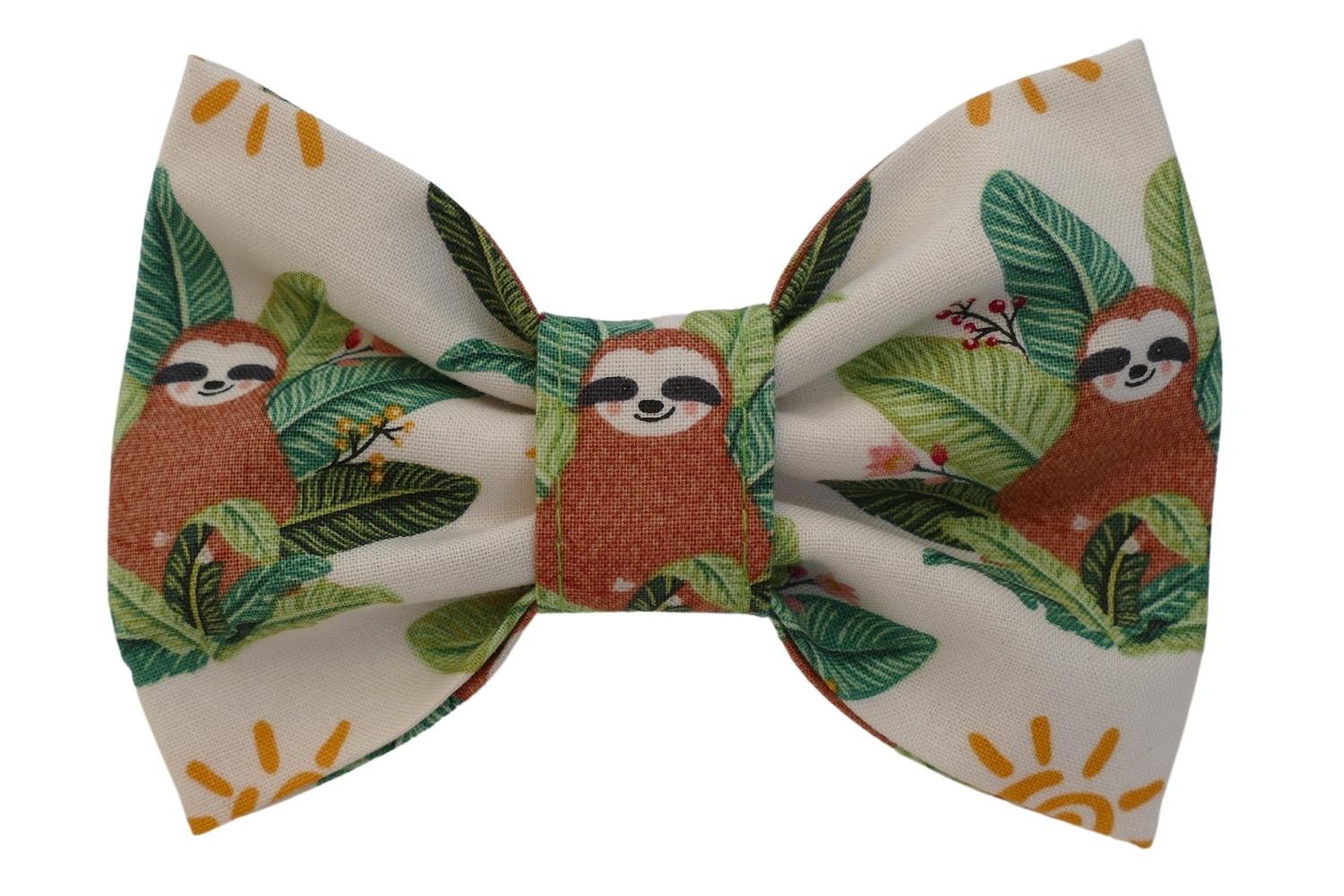 Cute Sloth Dog Bow Tie (Off White)