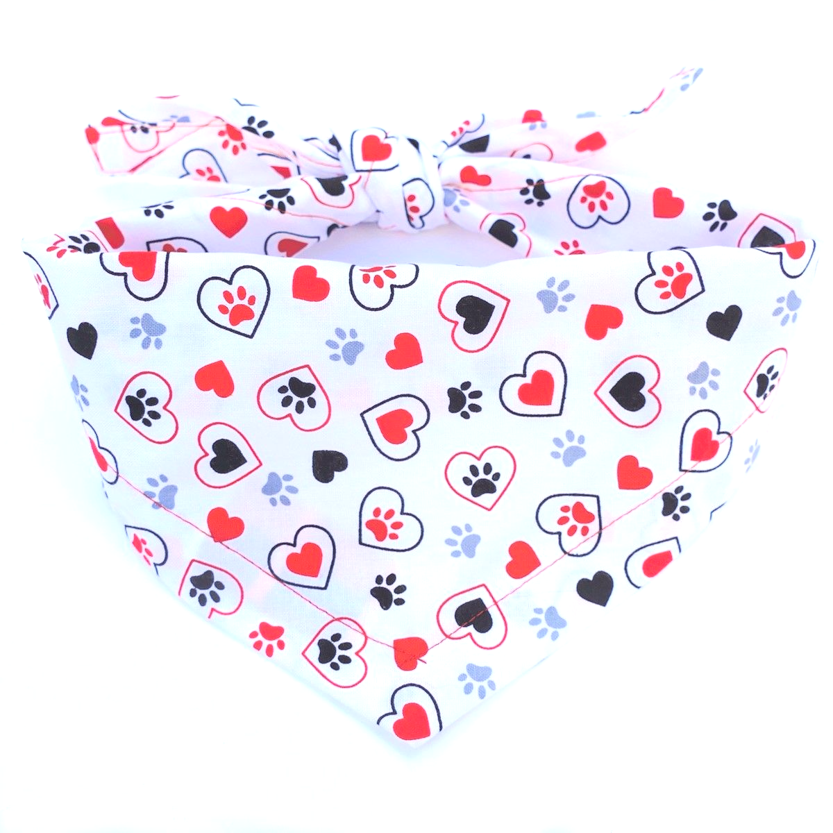 Hearts And Paws Valentine Dog Bandana (White)