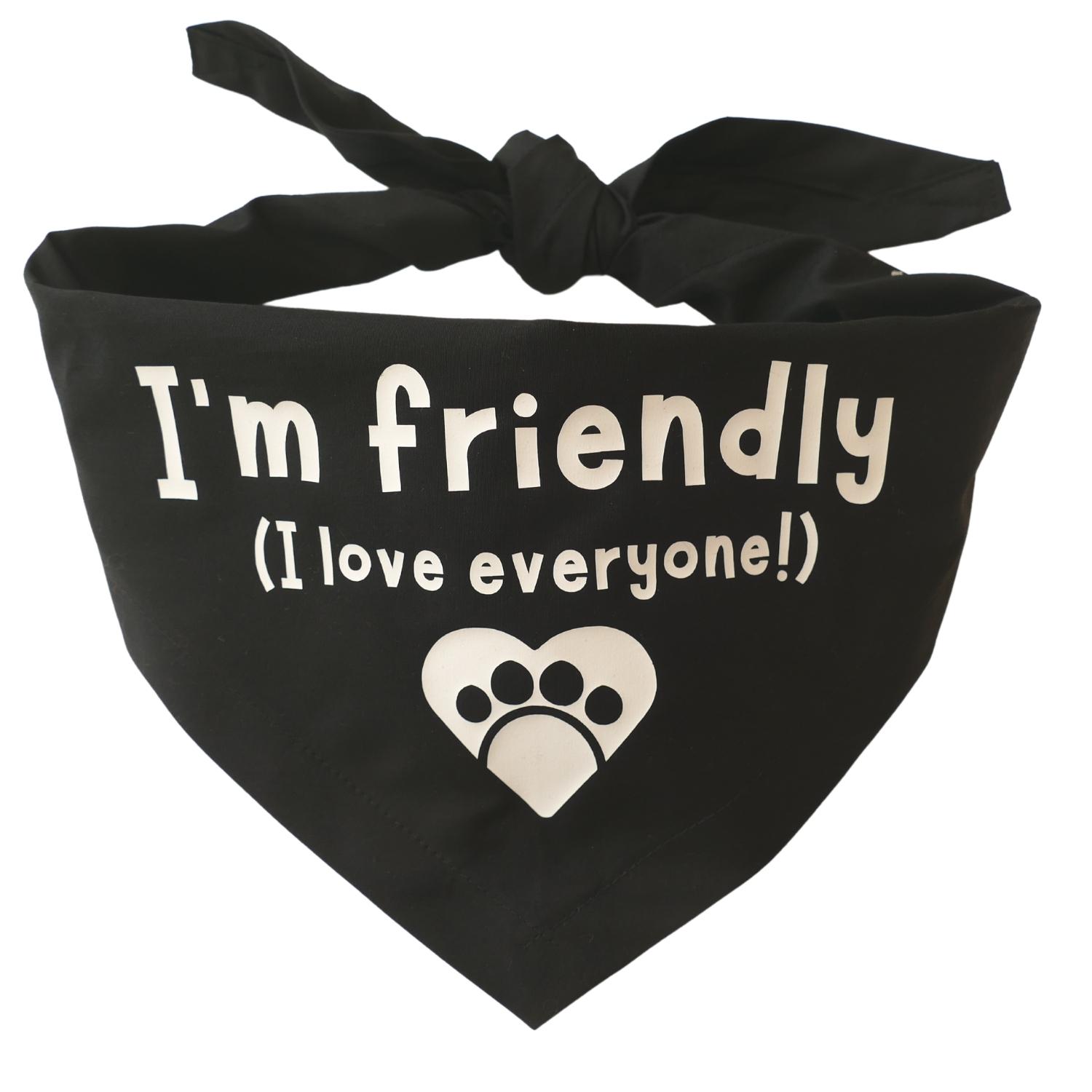 I'm Friendly Printed Dog Bandana