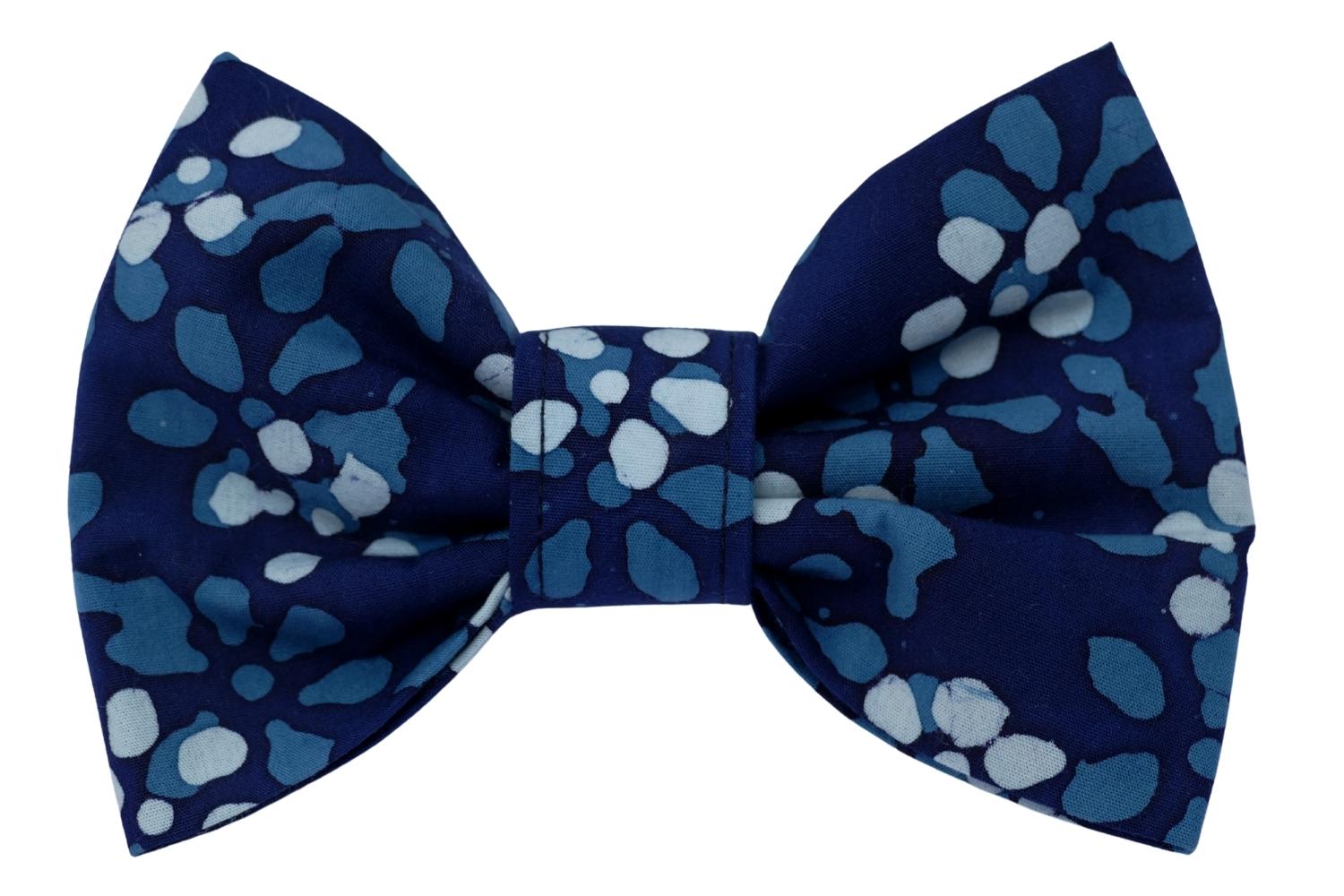 Navy Batik Dog Bow Tie