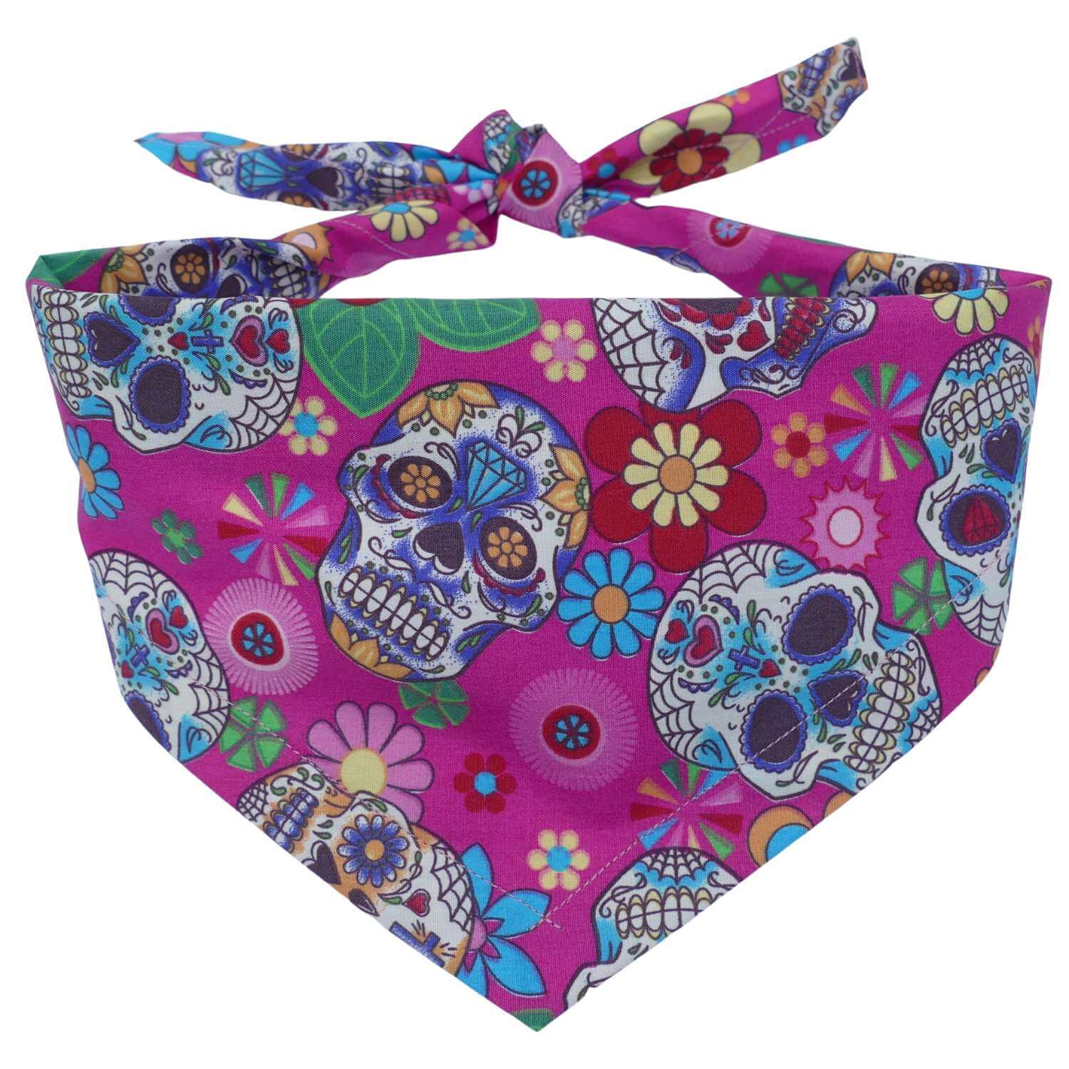 Pink Sugar Skull Dog Bandana