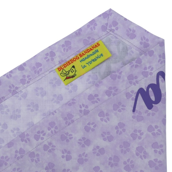 Puppy Paws Dog Bandana With Printed Name (Lilac)
