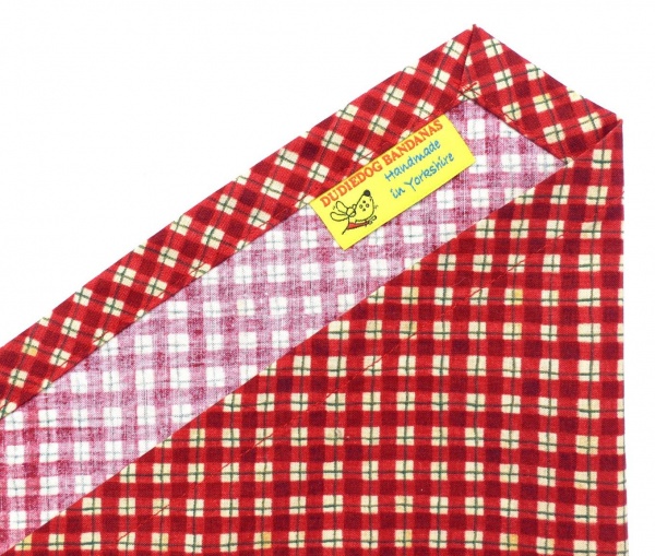 Red Gingham Check Dog Bandana Dudiedog