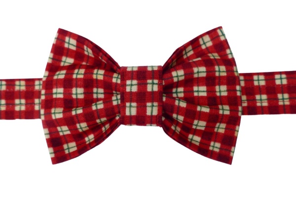 Red Gingham Check Dog Bow Tie