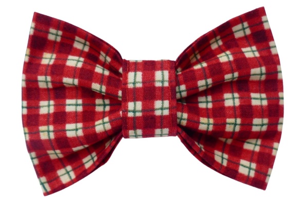 Red Gingham Check Dog Bow Tie