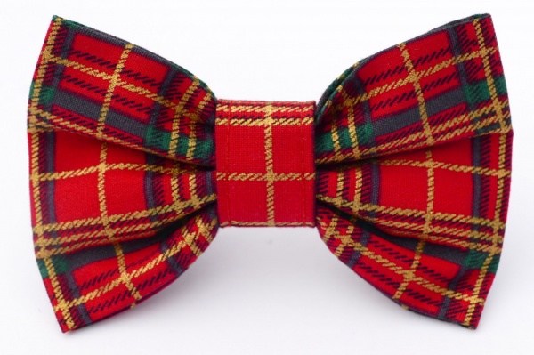 Red And Gold Tartan Bow Tie