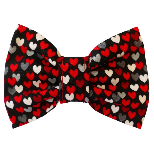 Tiny Hearts Valentine Dog Bow Tie (Black)